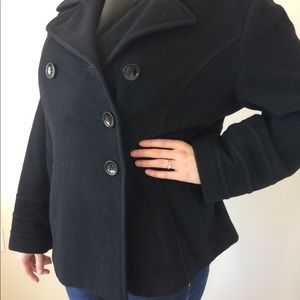 Black Women’s Wool/Cashmere Blend Pea Coat